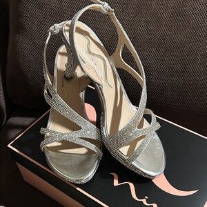 Nina Silver Glitter Strappy Heels